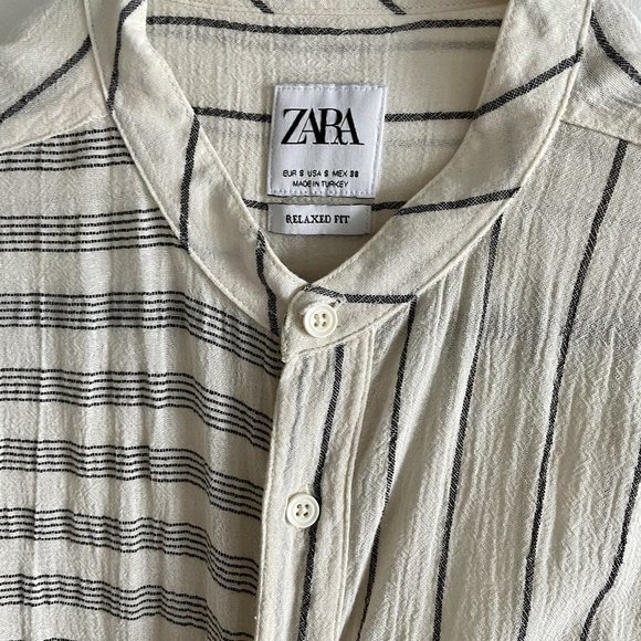 Linen feel oversized shirt- Zara - Picture 3 of 4